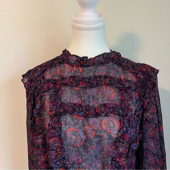 CLEOBELLA Fiorella Blouse NEW Size Medium Floral Long Sleeve Purple - Picture 6 of 13